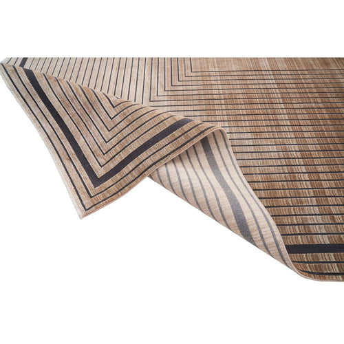 Viscose Area Rug – Machine Made Brown Frame Carpet for Living Room Luxury