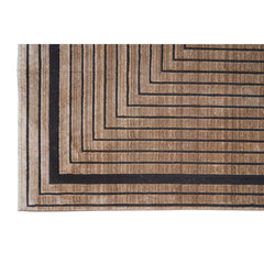 Viscose Area Rug – Machine Made Brown Frame Carpet for Living Room Luxury