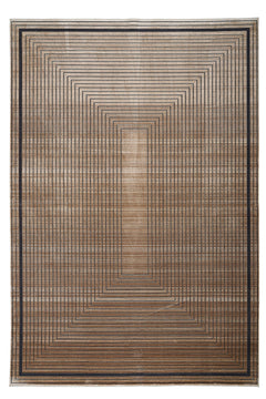 Viscose Area Rug – Machine Made Brown Frame Carpet for Living Room Luxury