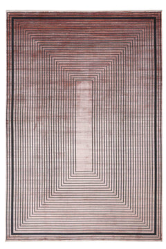 Copper Frame Area Rug – Machine Made Viscose Flatweave Carpet for Living Room