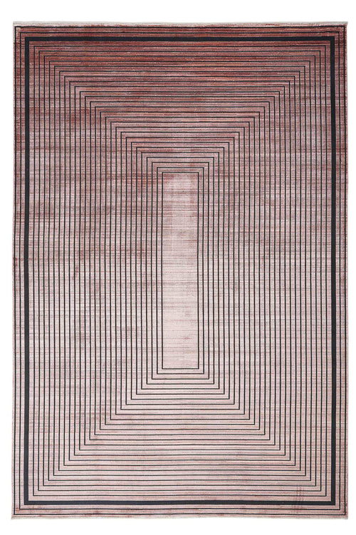 Copper Frame Area Rug – Machine Made Viscose Flatweave Carpet for Living Room