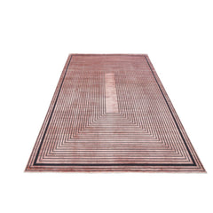 Copper Frame Area Rug – Machine Made Viscose Flatweave Carpet for Living Room