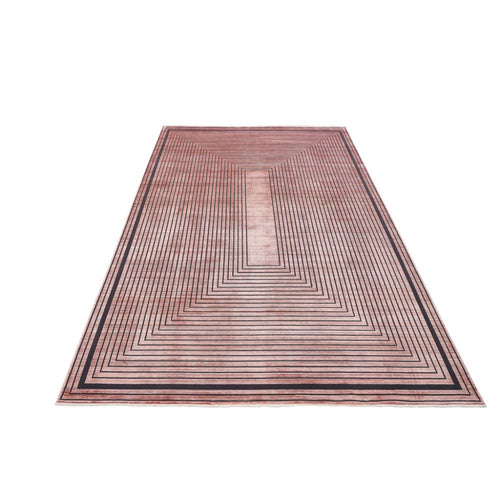 Copper Frame Area Rug – Machine Made Viscose Flatweave Carpet for Living Room