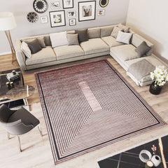 Copper Frame Area Rug – Machine Made Viscose Flatweave Carpet for Living Room