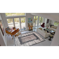 Modern Bamboo Area Rug – Anthracite Flatweave Machine Made Carpet Roll Style