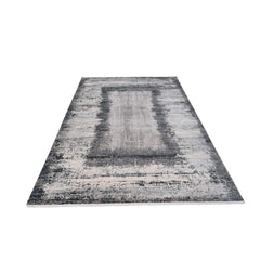 Modern Bamboo Area Rug – Anthracite Flatweave Machine Made Carpet Roll Style