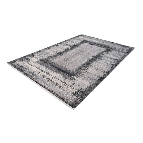 Modern Bamboo Area Rug – Anthracite Flatweave Machine Made Carpet Roll Style