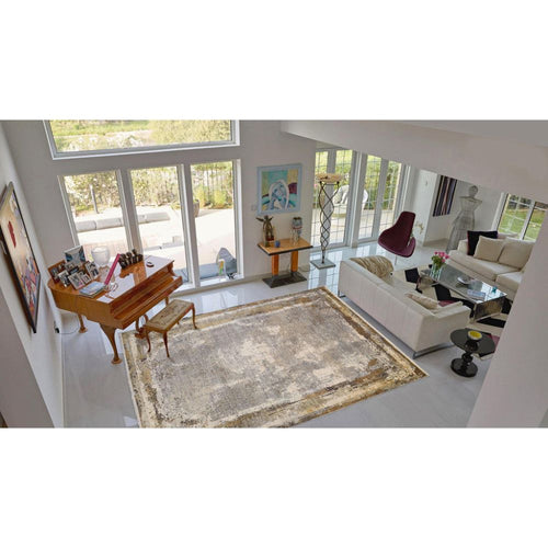 Bamboo Yarn Area Rug – Modern Beige Flatweave Non Slip Carpet by Dolce Vita