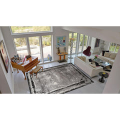 Modern Bamboo Area Rug – Black Flatweave Non Slip Machine Made Carpet