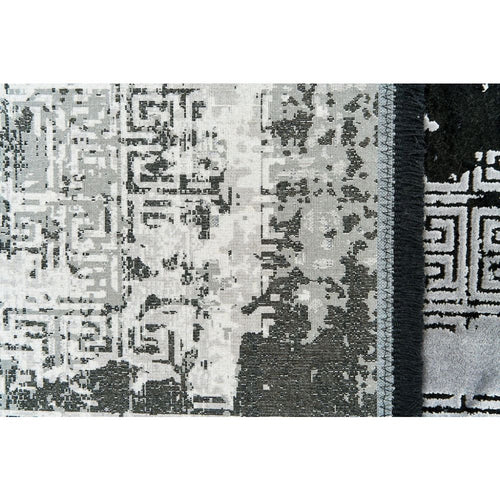 Modern Bamboo Area Rug – Black Flatweave Non Slip Machine Made Carpet