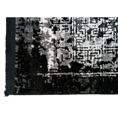 Modern Bamboo Area Rug – Black Flatweave Non Slip Machine Made Carpet