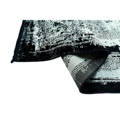 Modern Bamboo Area Rug – Black Flatweave Non Slip Machine Made Carpet