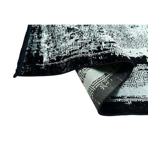 Modern Bamboo Area Rug – Black Flatweave Non Slip Machine Made Carpet