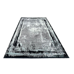 Modern Bamboo Area Rug – Black Flatweave Non Slip Machine Made Carpet