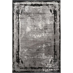Modern Bamboo Area Rug – Black Flatweave Non Slip Machine Made Carpet