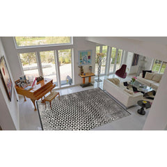 Bamboo Yarn Area Rug – Black Geometric Machine Made Durable Carpet by Dolce Vita