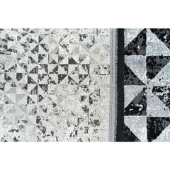 Bamboo Yarn Area Rug – Black Geometric Machine Made Durable Carpet by Dolce Vita