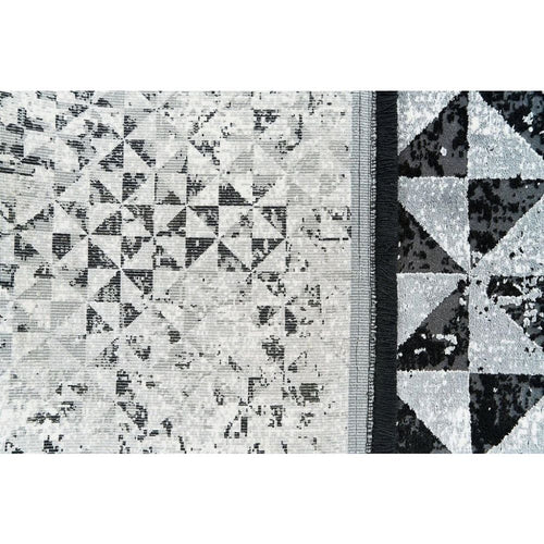 Bamboo Yarn Area Rug – Black Geometric Machine Made Durable Carpet by Dolce Vita