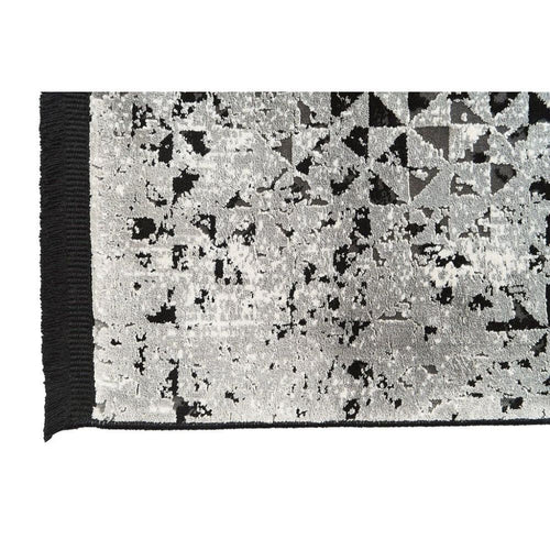 Bamboo Yarn Area Rug – Black Geometric Machine Made Durable Carpet by Dolce Vita