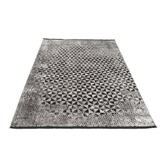 Bamboo Yarn Area Rug – Black Geometric Machine Made Durable Carpet by Dolce Vita
