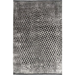 Bamboo Yarn Area Rug – Black Geometric Machine Made Durable Carpet by Dolce Vita