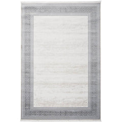 Grey Area Rug – Machine Made Durable Flatweave Carpet with Stylish Frame Design