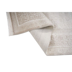 Machine Made Area Rug – Beige Frame Design Rug | Non Slip, Washable Floor Covering