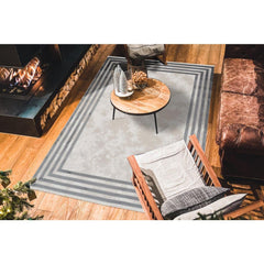 Grey Area Rug – Machine Made Frame Design Non Slip Durable Floor Covering