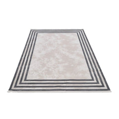 Grey Area Rug – Machine Made Frame Design Non Slip Durable Floor Covering