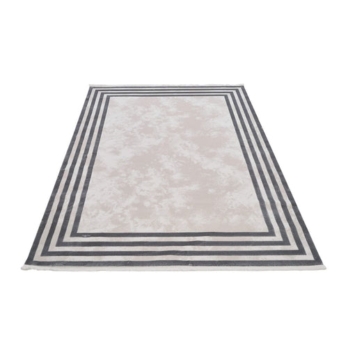 Grey Area Rug – Machine Made Frame Design Non Slip Durable Floor Covering