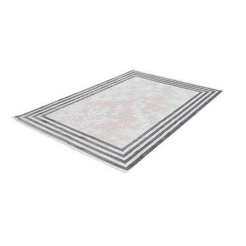 Grey Area Rug – Machine Made Frame Design Non Slip Durable Floor Covering
