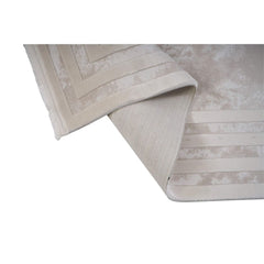 Beige Area Rug – Machine Made Frame Design With Anti Slip Pad For Living Room