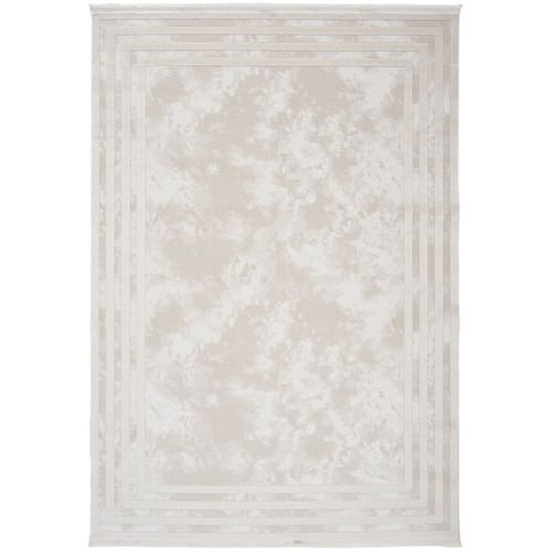 Beige Area Rug – Machine Made Frame Design With Anti Slip Pad For Living Room