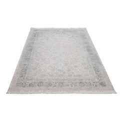 Grey Area Rug – Machine Made Flatweave Carpet With Modern Frame Design
