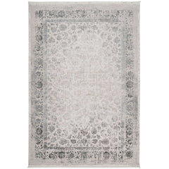 Grey Area Rug – Machine Made Flatweave Carpet With Modern Frame Design