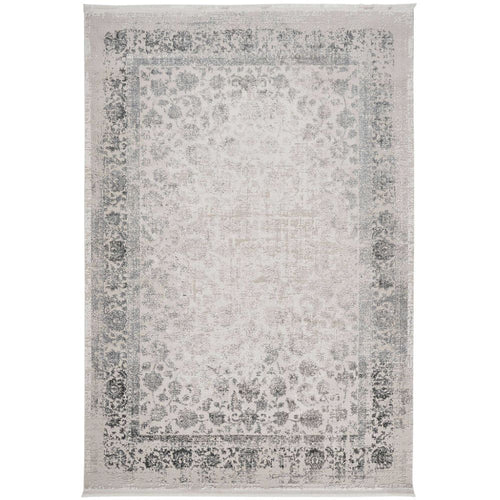 Grey Area Rug – Machine Made Flatweave Carpet With Modern Frame Design