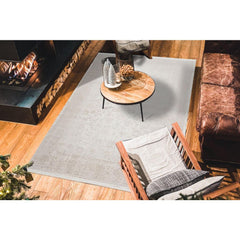 Machine Made Area Rug – Beige Frame Design Flatweave Non Slip Carpet