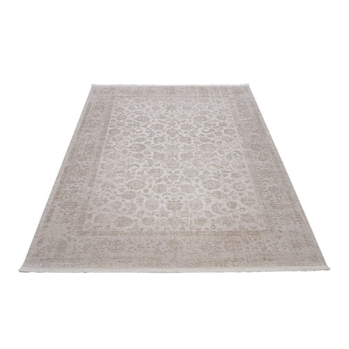 Machine Made Area Rug – Beige Frame Design Flatweave Non Slip Carpet