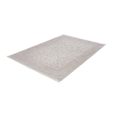 Machine Made Area Rug – Beige Frame Design Flatweave Non Slip Carpet