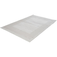 Beige Area Rug – Machine Made Rug With Frame Design | Stylish Flatweave Floor Mat