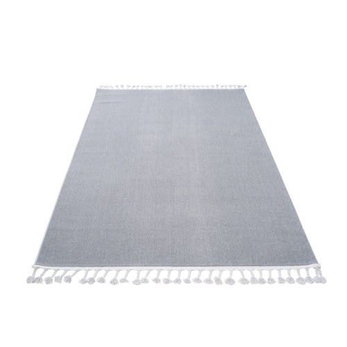 Grey Microfiber Area Rug – Modern Machine Made Rug, 9 mm Pile Height, Dust Resistant