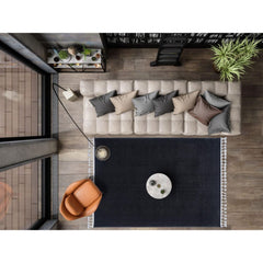 Modern Microfiber Area Rug - Porirua Black Machine Made Carpet, 9mm Pile