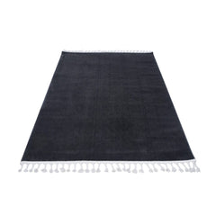 Modern Microfiber Area Rug - Porirua Black Machine Made Carpet, 9mm Pile