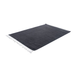 Modern Microfiber Area Rug - Porirua Black Machine Made Carpet, 9mm Pile