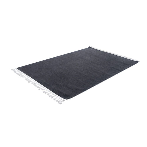 Modern Microfiber Area Rug - Porirua Black Machine Made Carpet, 9mm Pile
