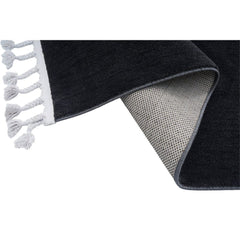 Modern Microfiber Area Rug - Porirua Black Machine Made Carpet, 9mm Pile