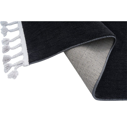 Modern Microfiber Area Rug - Porirua Black Machine Made Carpet, 9mm Pile