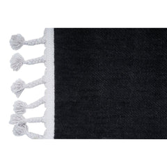 Modern Microfiber Area Rug - Porirua Black Machine Made Carpet, 9mm Pile