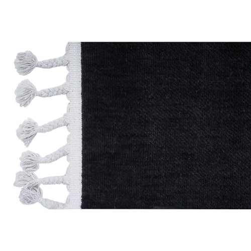 Modern Microfiber Area Rug - Porirua Black Machine Made Carpet, 9mm Pile