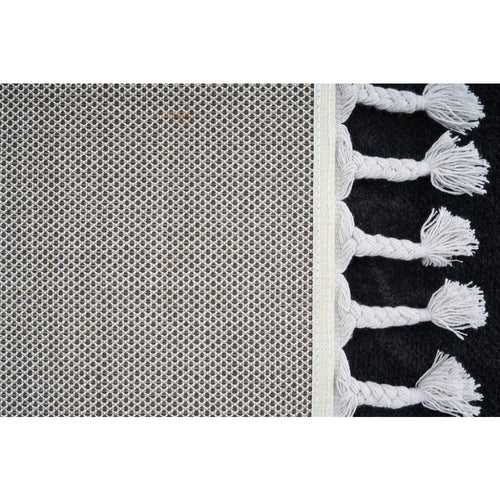 Modern Microfiber Area Rug - Porirua Black Machine Made Carpet, 9mm Pile